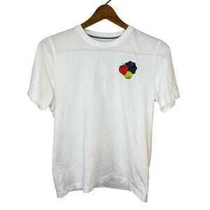 Men's Wimbledon White Tee Shirt Tennis Ball Embroidered Size XS 100% Cotton